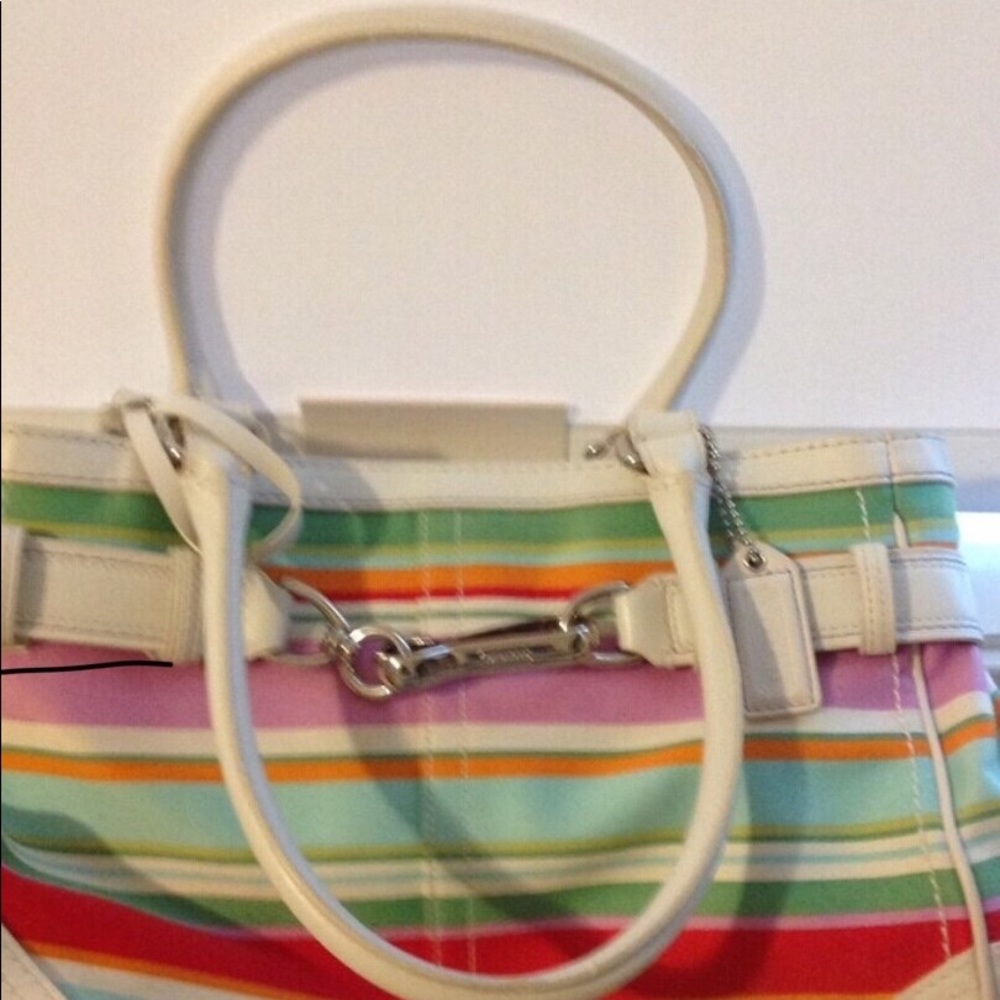 Summer stripped Coach bag
